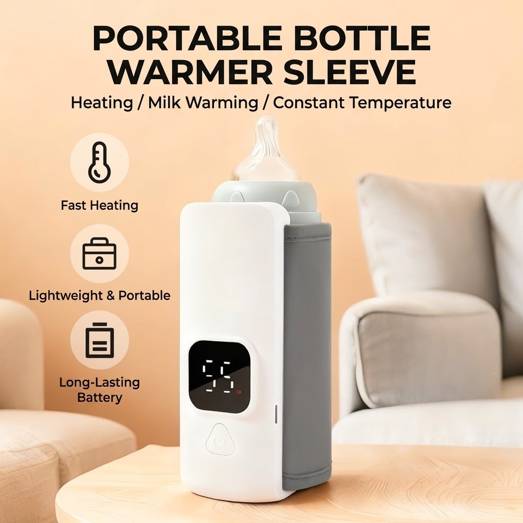 🍼 Wireless Rechargeable Baby Bottle Warmer | Portable Outdoor Heated Sleeve ✨