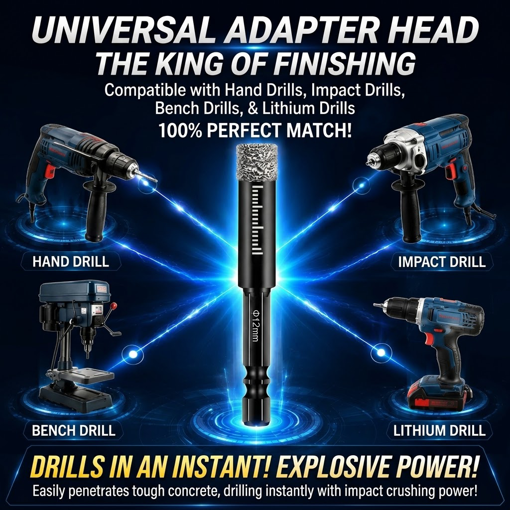 🛠️ Brazed Hex Shank Dry Hole Saw | Drill Tile, Granite & Marble Without Water