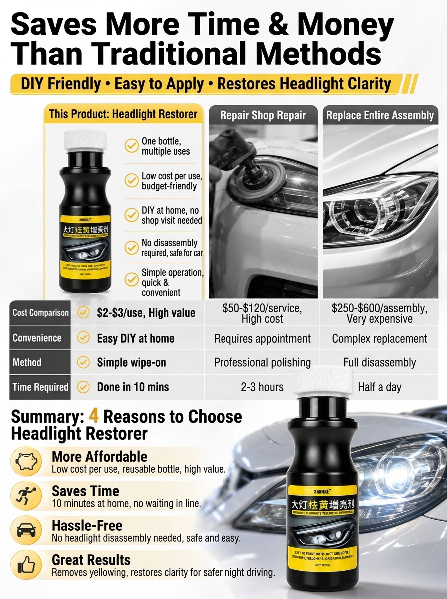 💸【Buy one, get one free】 Paying hundreds for headlight polishing? Fix it yourself in minutes!