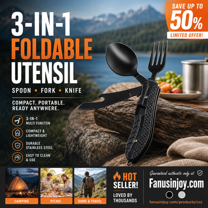 🏕️Must-have for outdoor trips 🍴🥄3-In-1 Outdoor Folding Multifunctional Tableware