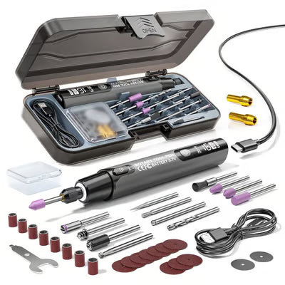 🔥Mini Rotary Tool Kit That Handles Engraving Grinding Cutting & Polishing With LED Light And Digital Speed Display